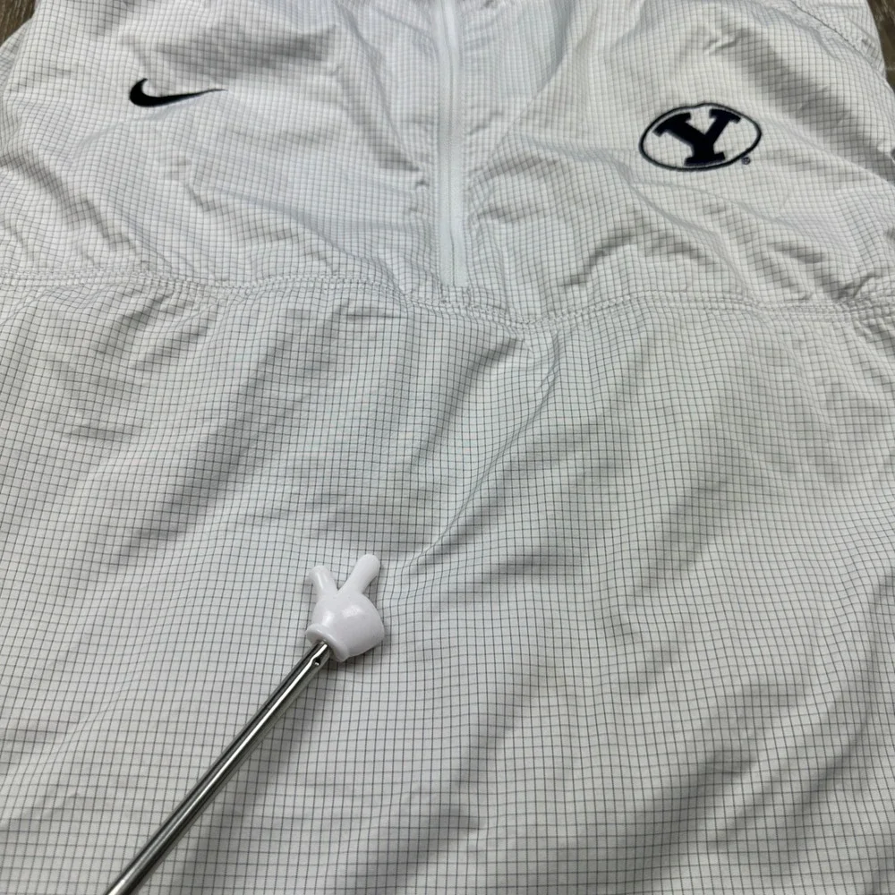Nike BYU Cougars Storm-FIT Quarter Zip Windbreaker Jacket White Grey Grid Mens L